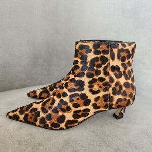 Gianni Bini Booties 8 Brown Leopard Print Georgina Pointy Kitten Heel New $140
